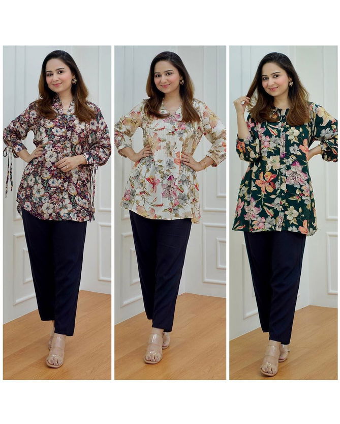 Floral Pure Muslin Designer and Party Wear Tunics